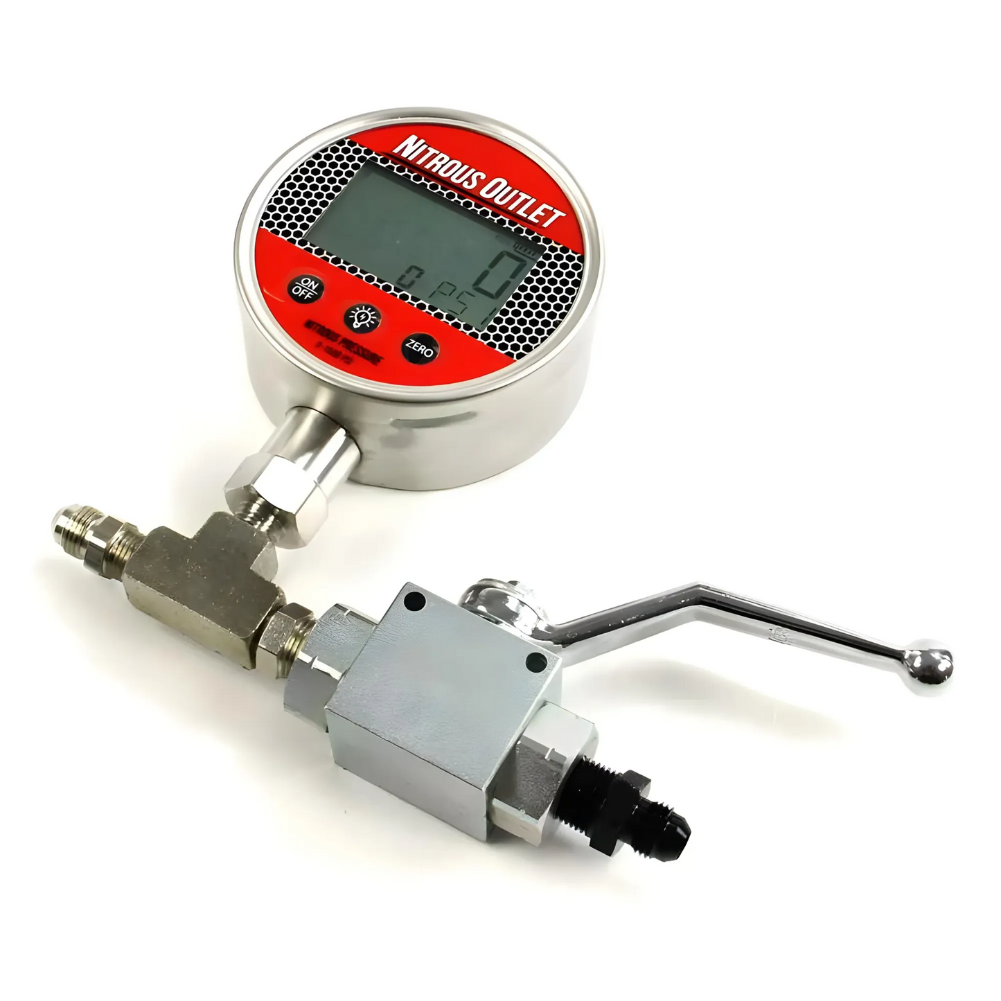 Digital Inline Nitrous Pressure Gauge & Shutoff Valve