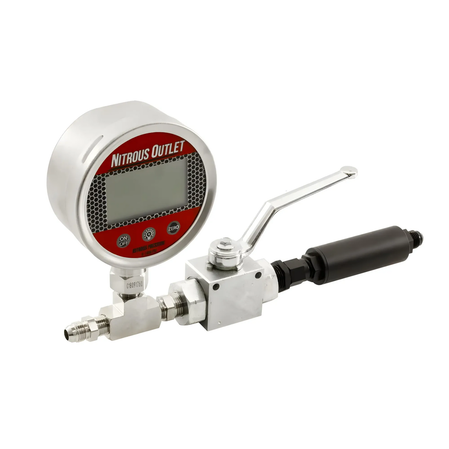 Digital Inline Nitrous Pressure Gauge & Shutoff Valve with Filter