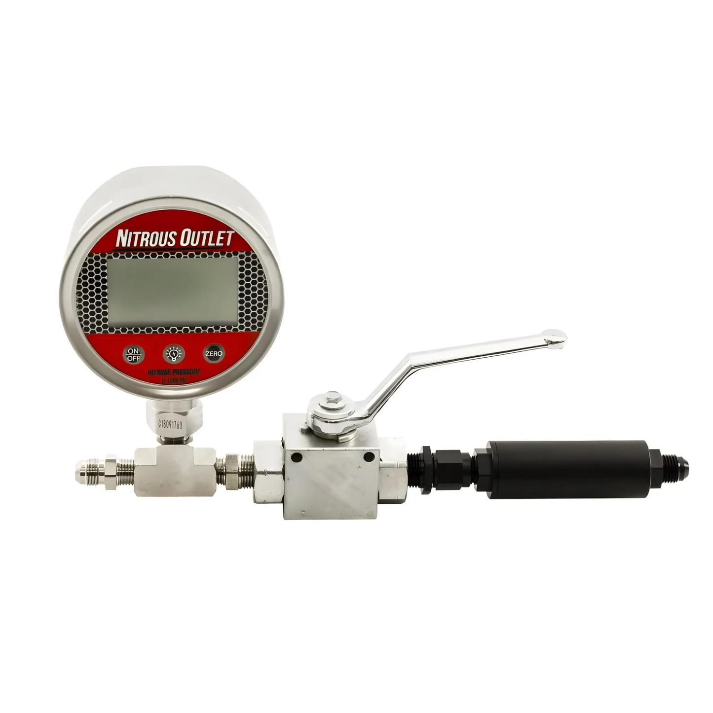 Digital Inline Nitrous Pressure Gauge & Shutoff Valve with Filter