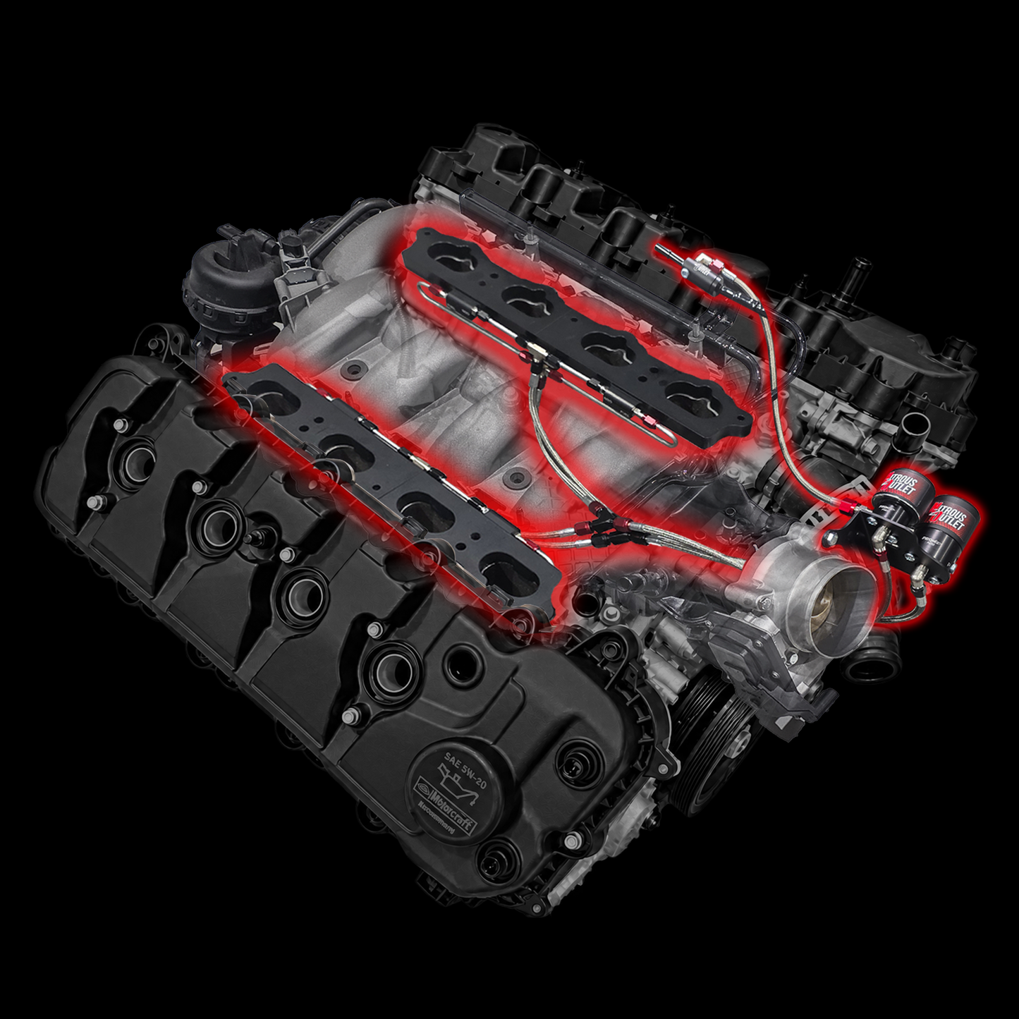 2011-2017 Ford 5.0 Coyote Intake Spacer Plate System - Gas/E85 (45-55psi)(200-450HP)
