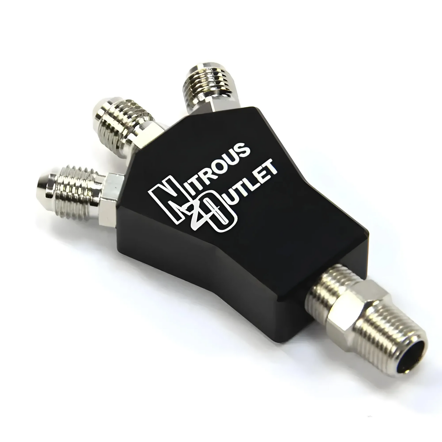 Powersports 1 In 3 Out Distribution Block w/Fittings (1/8" NPT Male Inlet & 3AN Male Outlets)