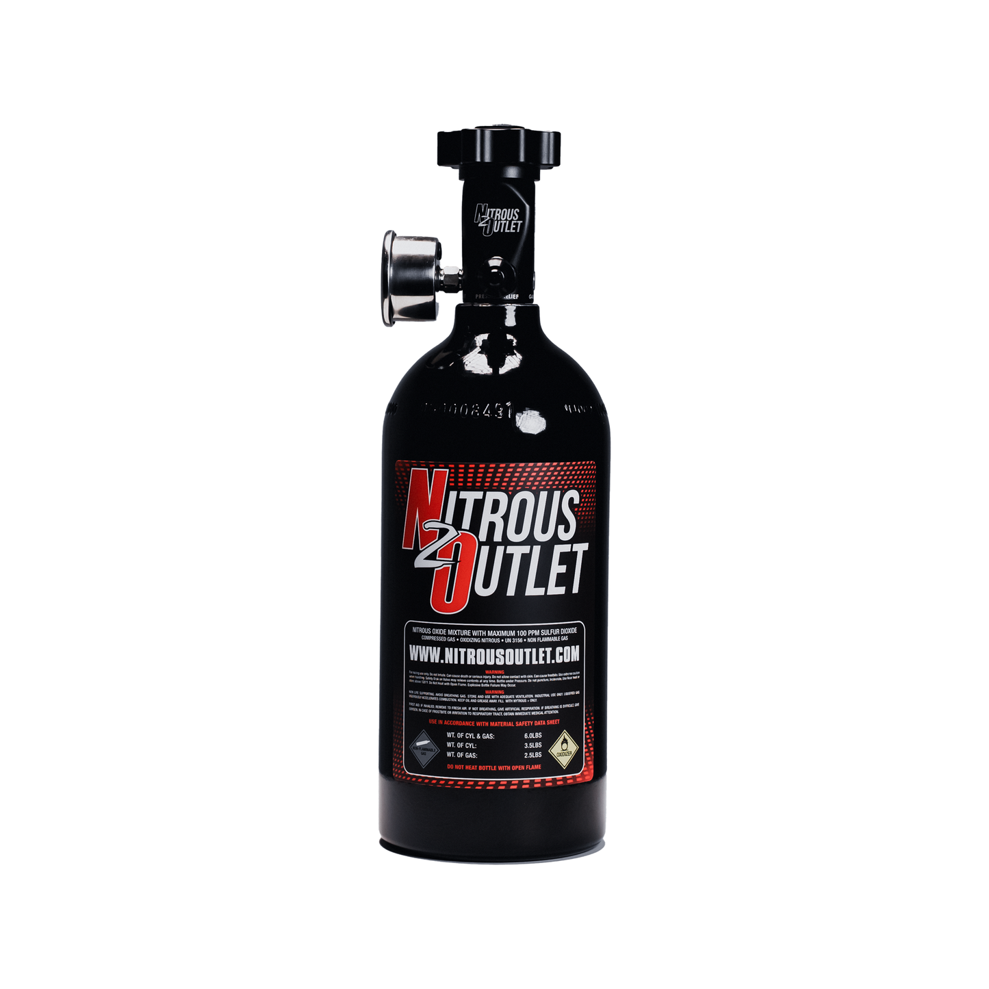 2.5lb PowerFlow Sport Nitrous Bottle - Billet .355 ID Valve With Pick Up Tube