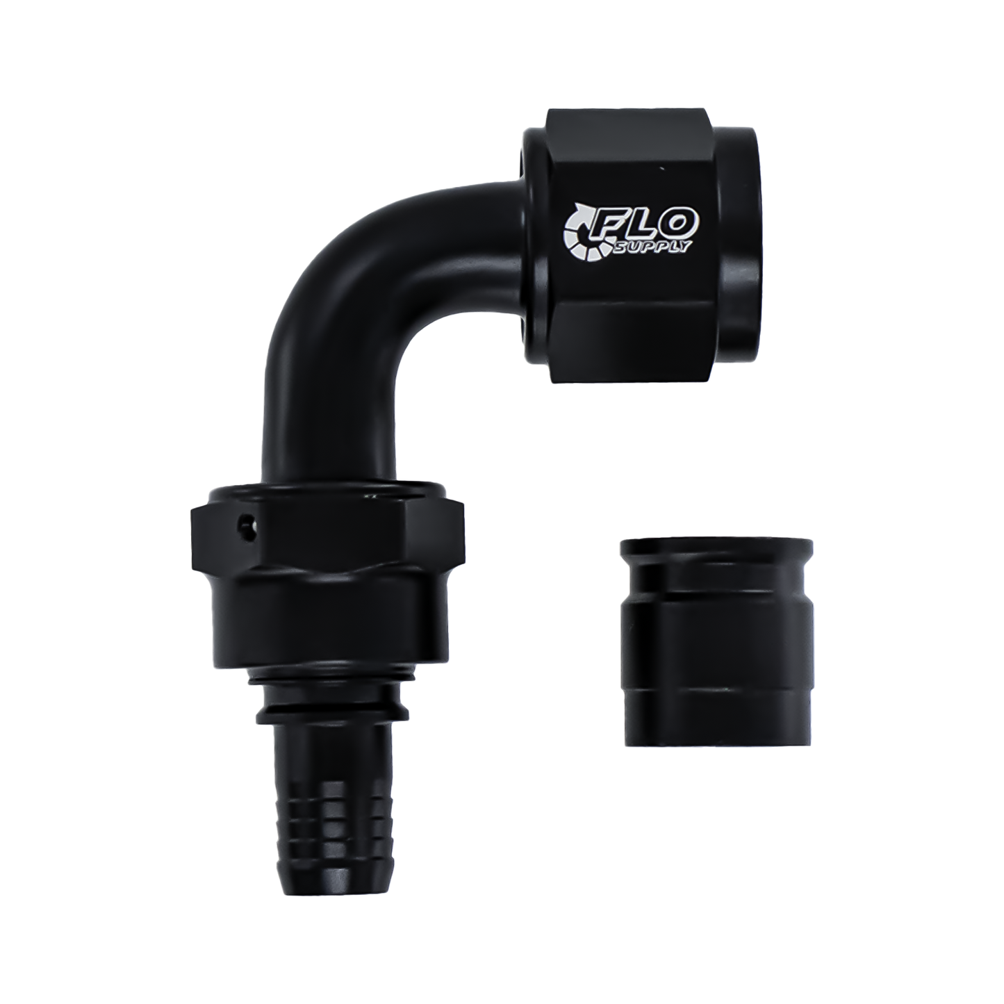 PTFE Crimp 90 Degree Double Swivel Hose End