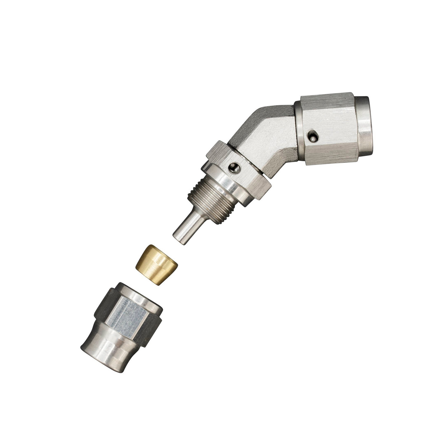 Metal fitting on a white background