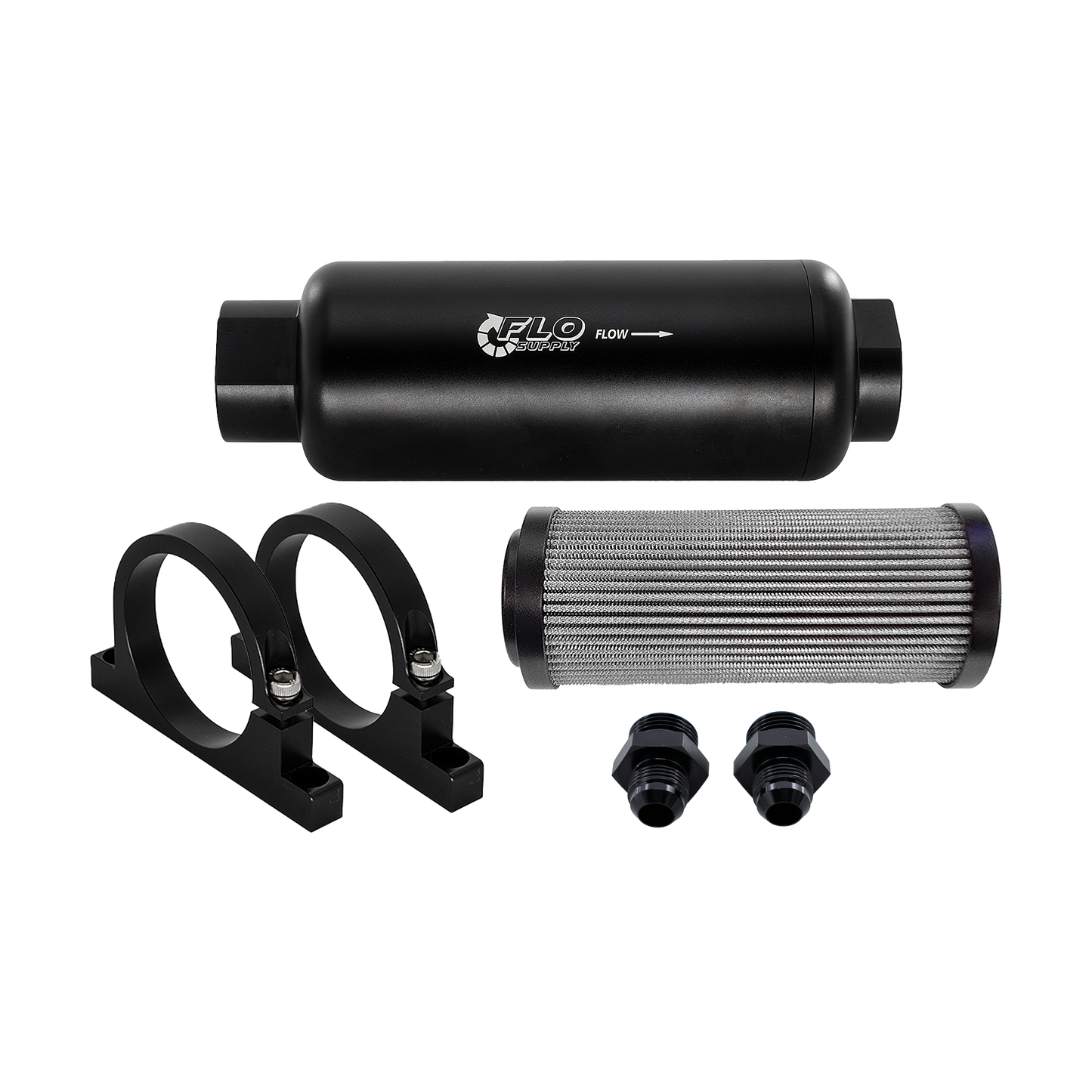 Inline Fuel Filter Kit - Housing With (6AN, 8AN, 10AN, or 12AN) Male Fittings - (10, 40, or 100) Micron Inline Fuel Filter