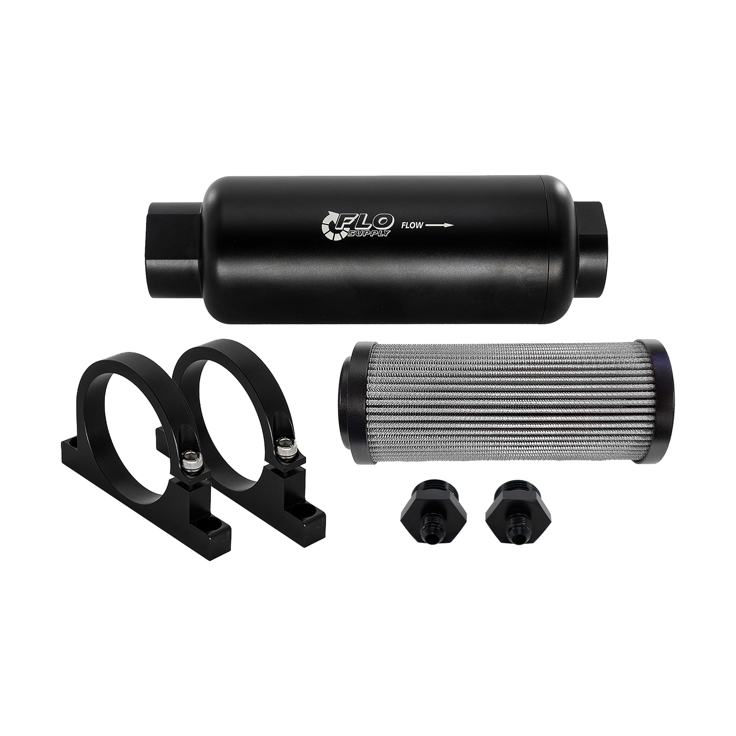 Inline Fuel Filter Kit - Housing With (6AN, 8AN, 10AN, or 12AN) Male Fittings - (10, 40, or 100) Micron Inline Fuel Filter