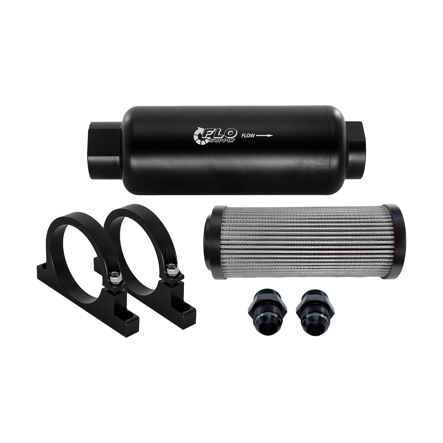 Inline Fuel Filter Kit - Housing With (6AN, 8AN, 10AN, or 12AN) Male Fittings - (10, 40, or 100) Micron Inline Fuel Filter