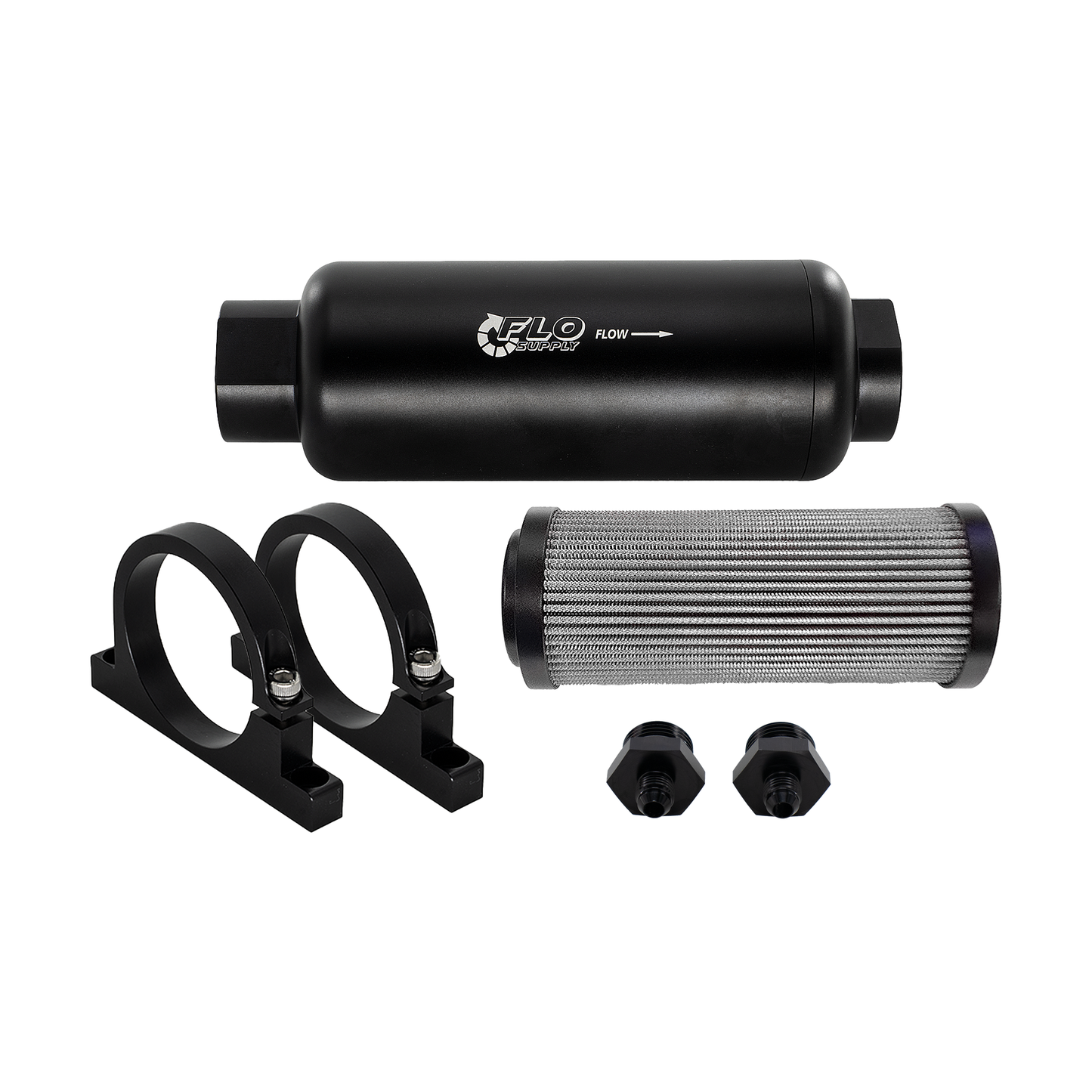 Inline Fuel Filter Kit - Housing With (6AN, 8AN, 10AN, or 12AN) Male Fittings - (10, 40, or 100) Micron Inline Fuel Filter