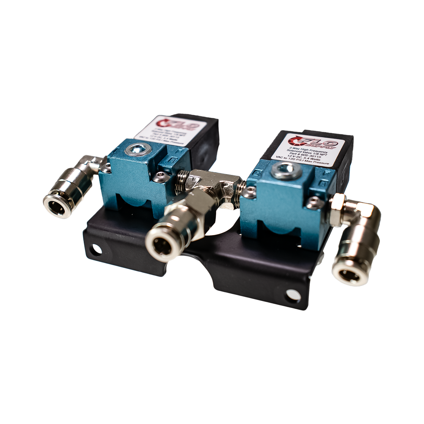 Dual 3-Port Boost Control Solenoid Valves with 90 Degree Bracket & Fittings