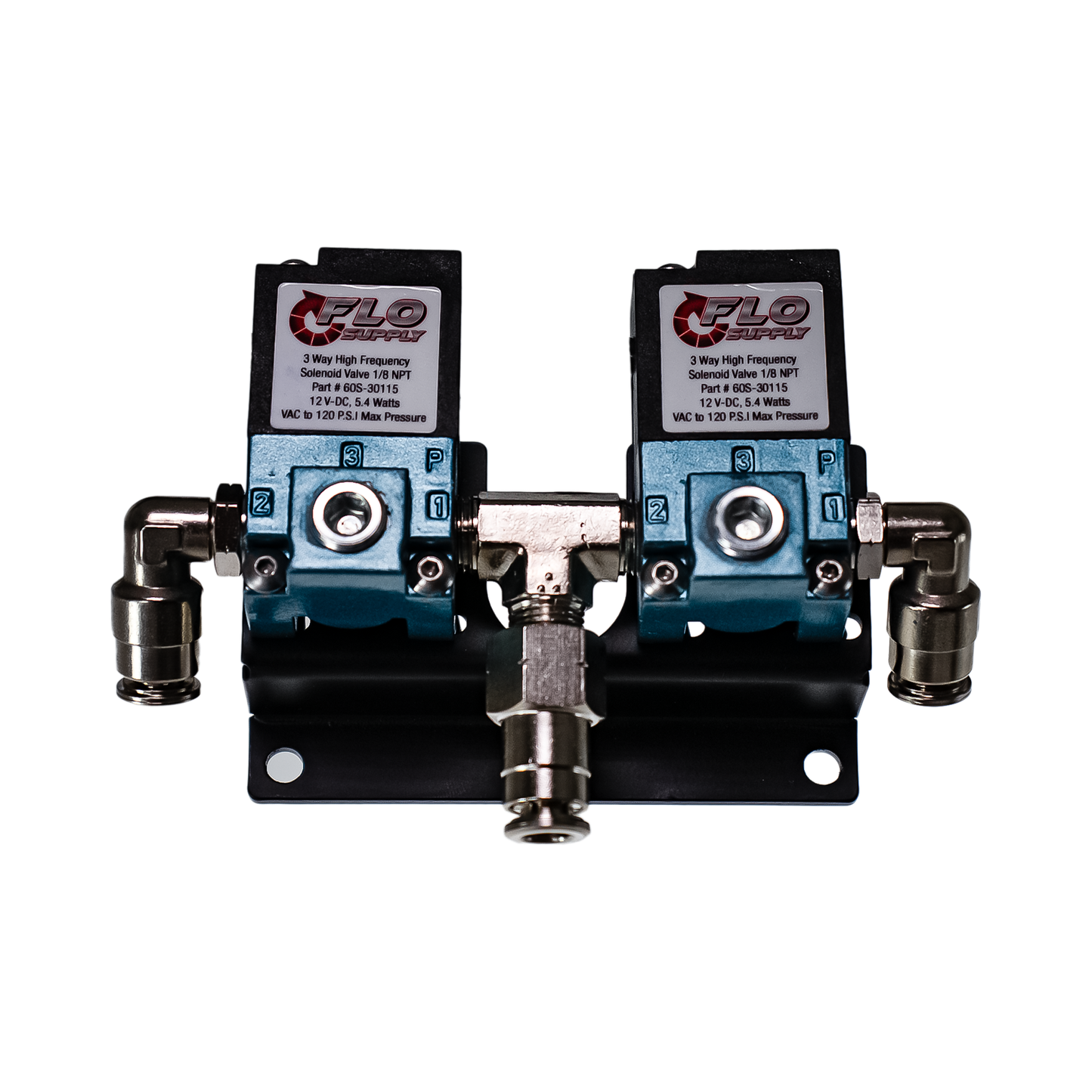Dual 3-Port Boost Control Solenoid Valves with Stepped Degree Bracket & Fittings