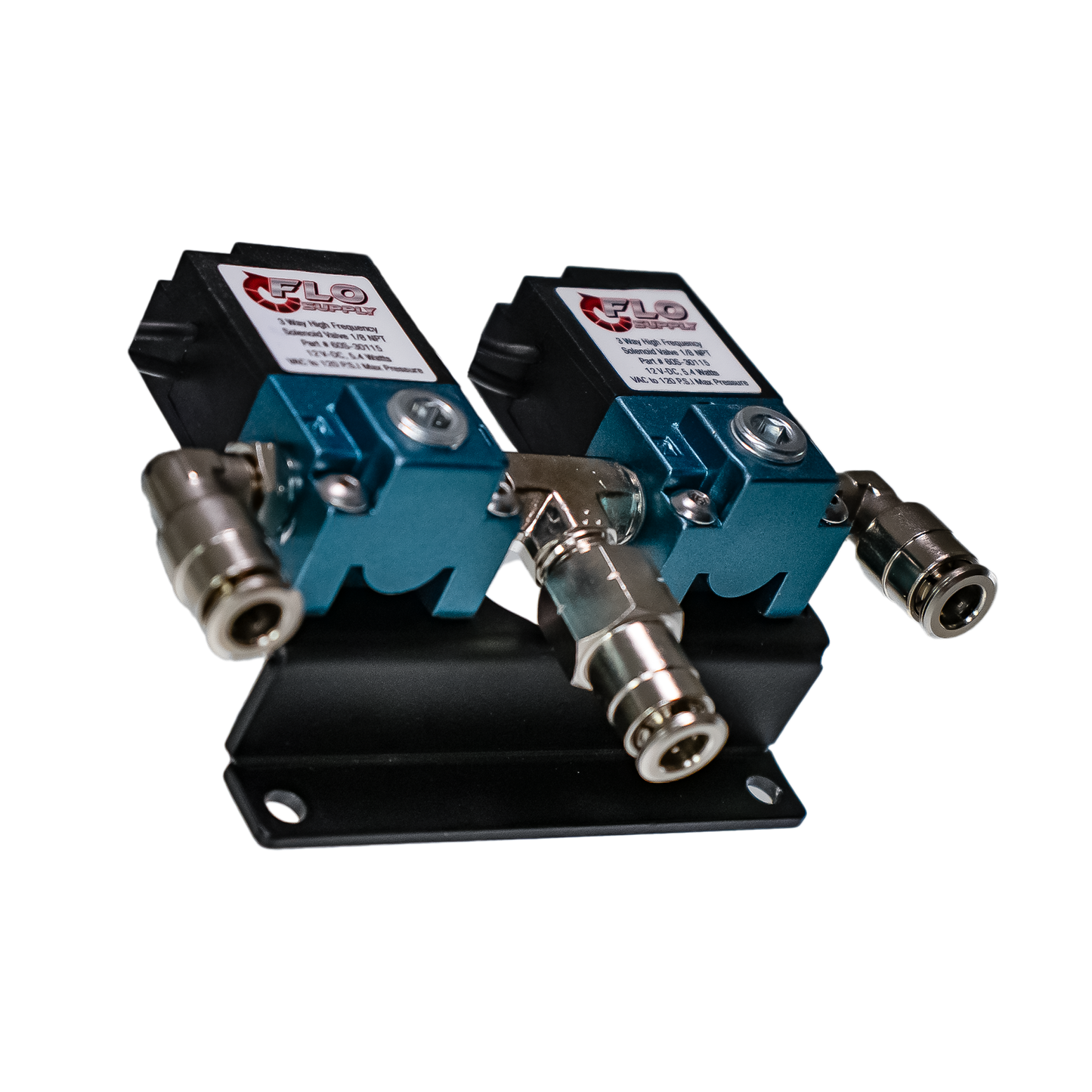 Dual 3-Port Boost Control Solenoid Valves with Stepped Degree Bracket & Fittings