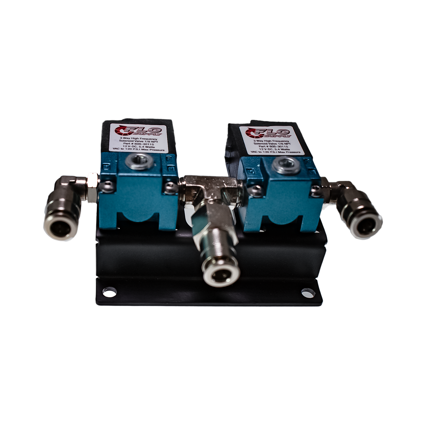 Dual 3-Port Boost Control Solenoid Valves with Stepped Degree Bracket & Fittings