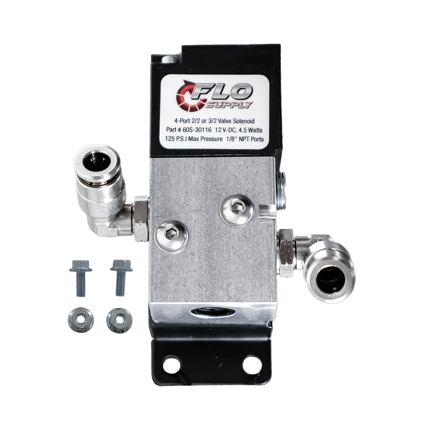 Single 4-Port Solenoid Valve with Stepped Bracket & Fittings