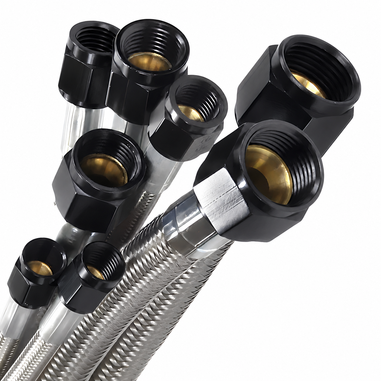 6an Stainless Steel Braided Hose (Black Fitting)