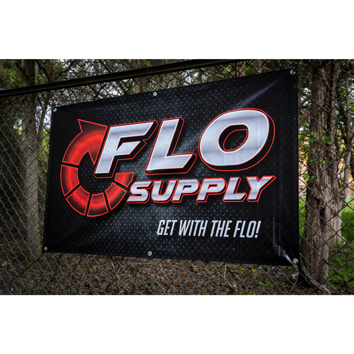 Flo Supply Banner - Black Background (3' x 5')