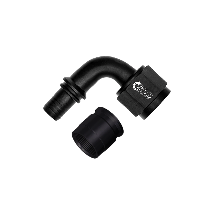 AN PTFE Crimp 90 Degree Swivel Hose End