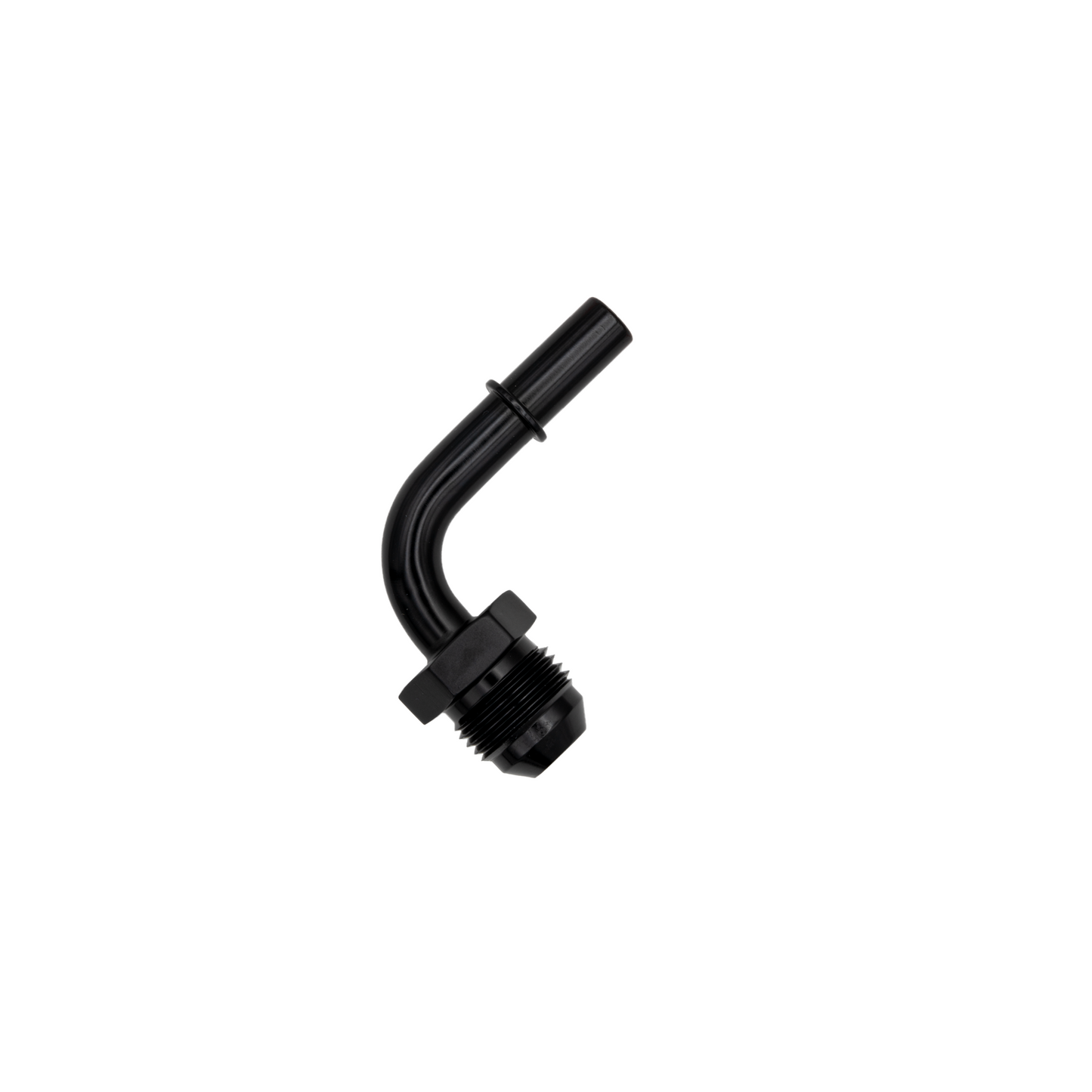 8AN x 3/8" 90 Degree Spring Lock Fuel Adapter - Male/Male