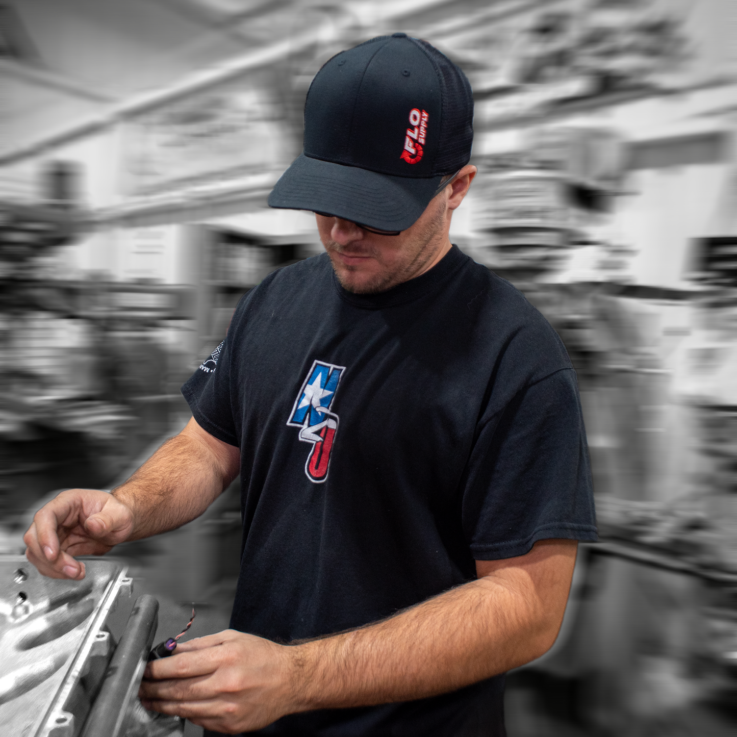 Flex Fit Mesh Snap Back Hat - Black