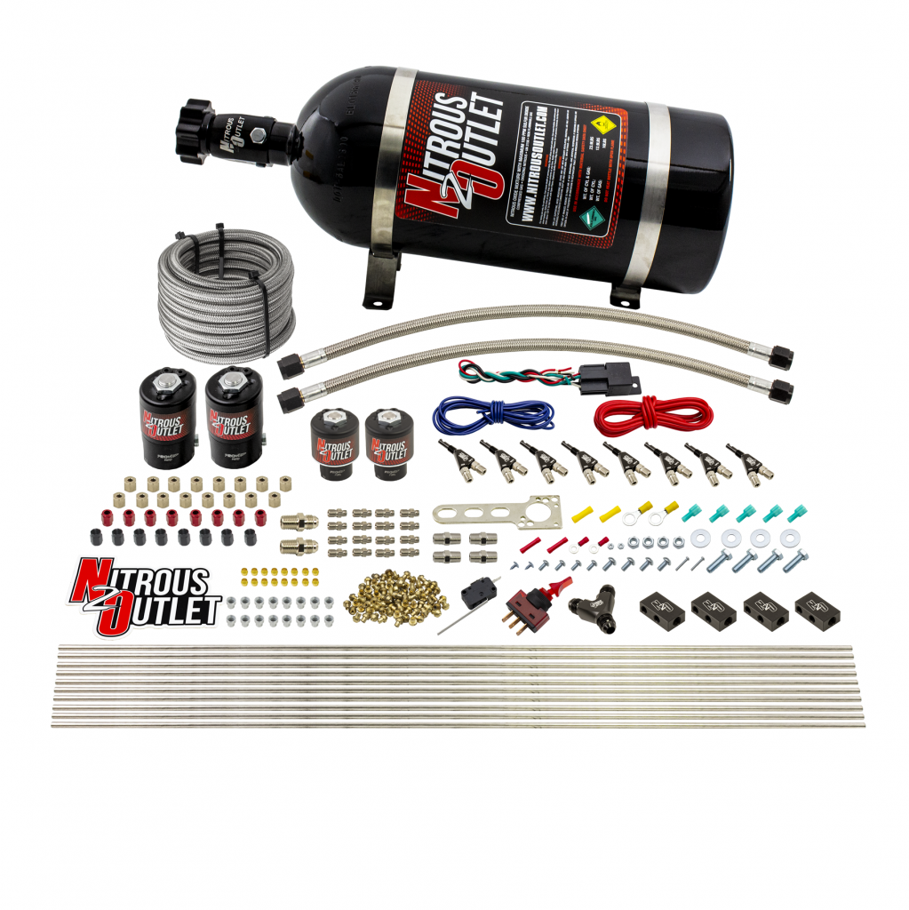 8 Cylinder Single Stage Direct Port Nitrous System - .112 Nitrous/.177 Fuel Solenoids - E85