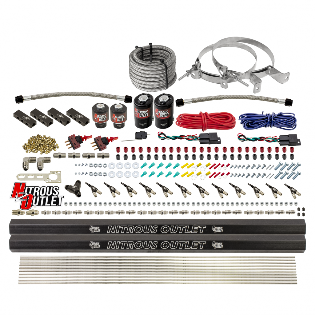 6 Cylinder 4 Solenoid Dual Stage Direct Port System With Distribution Blocks and 90 Degree Nozzles, Low Fuel Pressure Gas