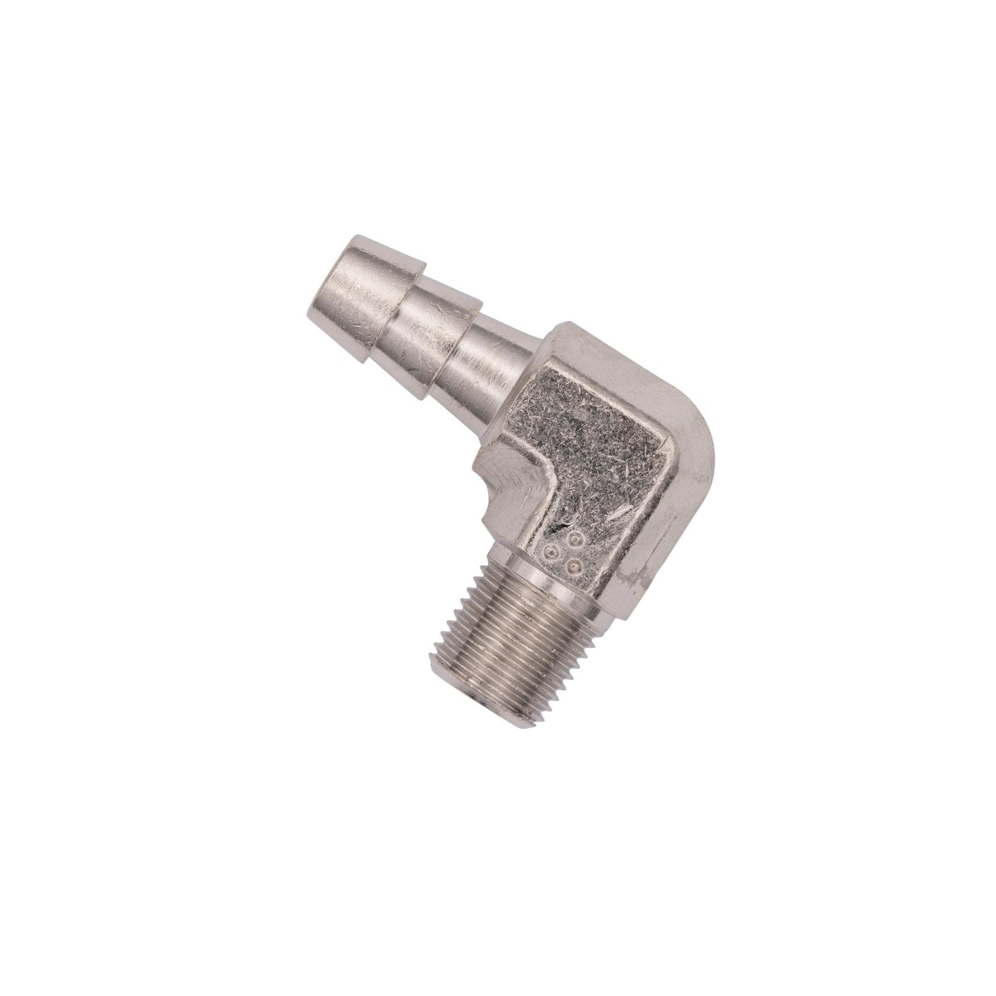 1/8" NPT x 5/16" 90 Degree Hose Barb Fitting - Male/Male