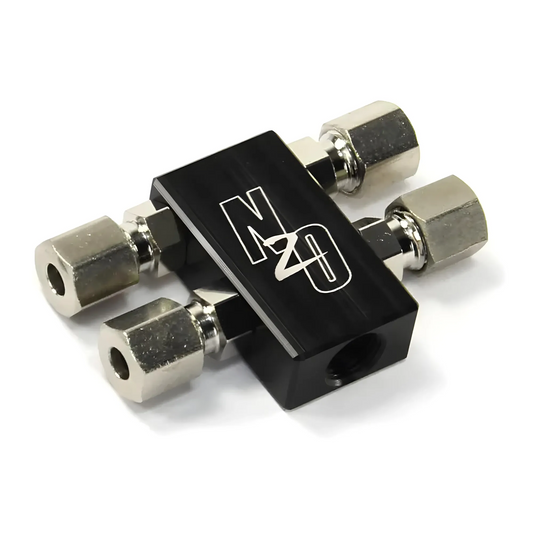 Compact Billet 1 in 4 Out Distribution Block With Compression Fittings