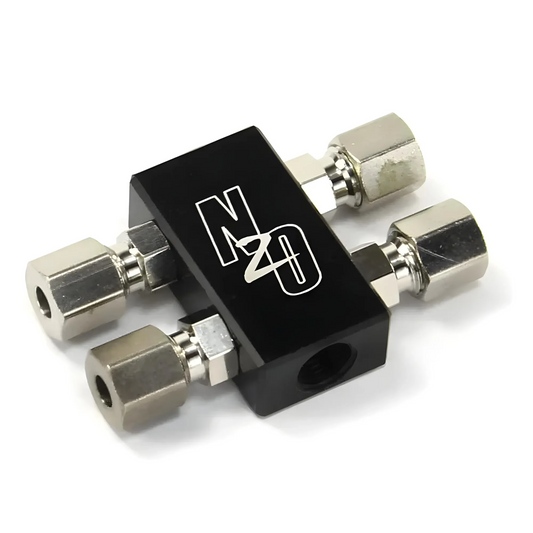 Compact Billet 2 in 4 Out Distribution Block With Compression Fittings