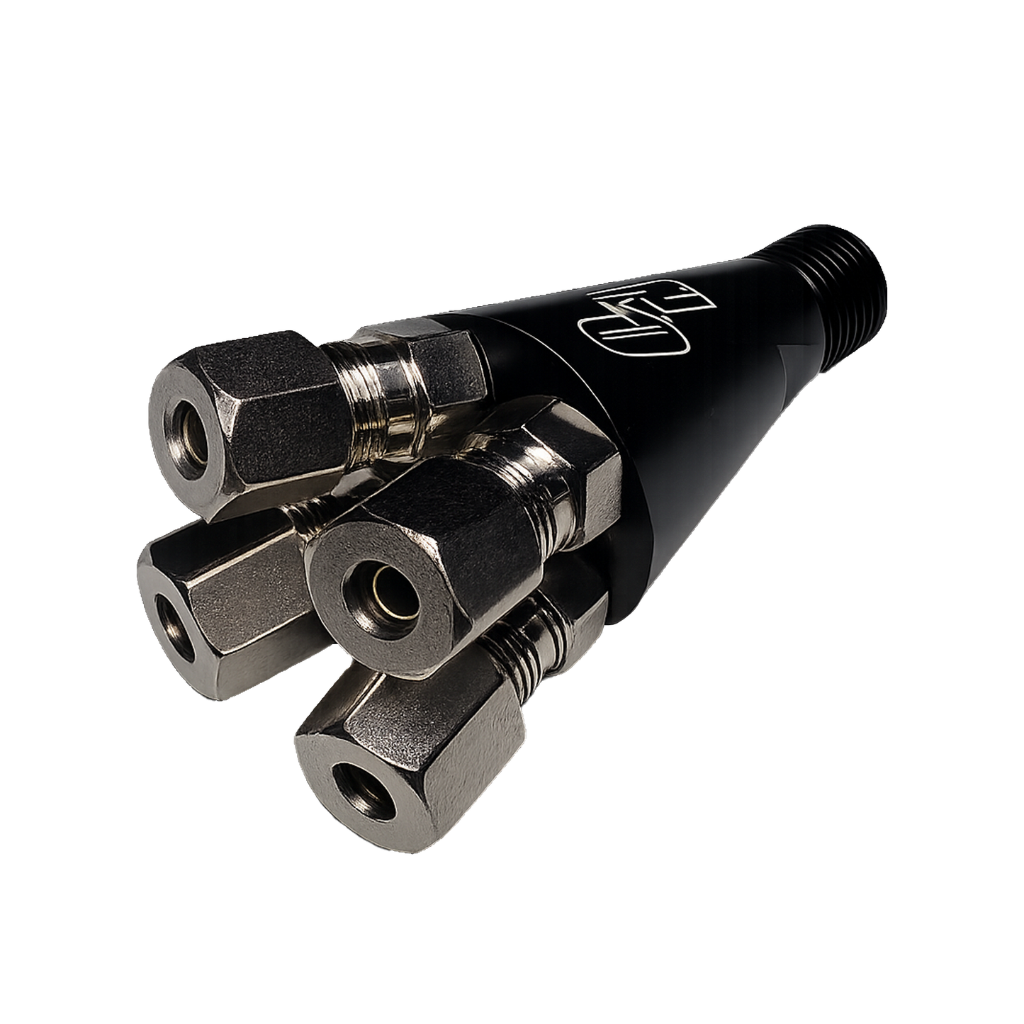 Nitrous Outlet Compact 1 in 4 out High Flow Shower Head Distribution Block - 3/16 Compression Fittings