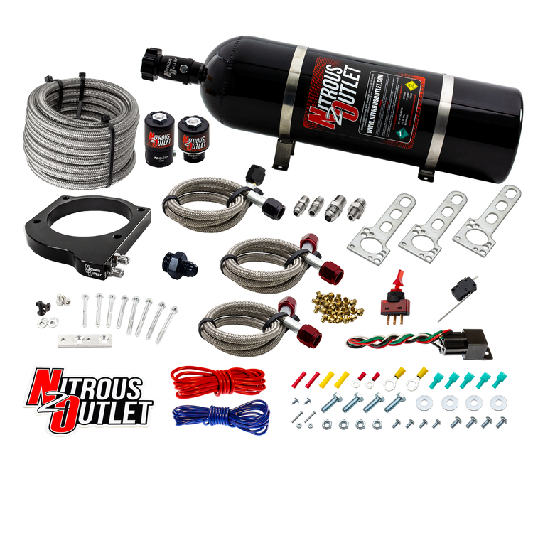 Nitrous Outlet Oxide Plate Systems 00-10115-15 Systems, EFI Plate, Wet Style, WOT Switch Activation, 15 lbs. Bottle, for Use On A 102mm LSX Intake, Chevrolet, Small Block LS, Kit thumbnail 2