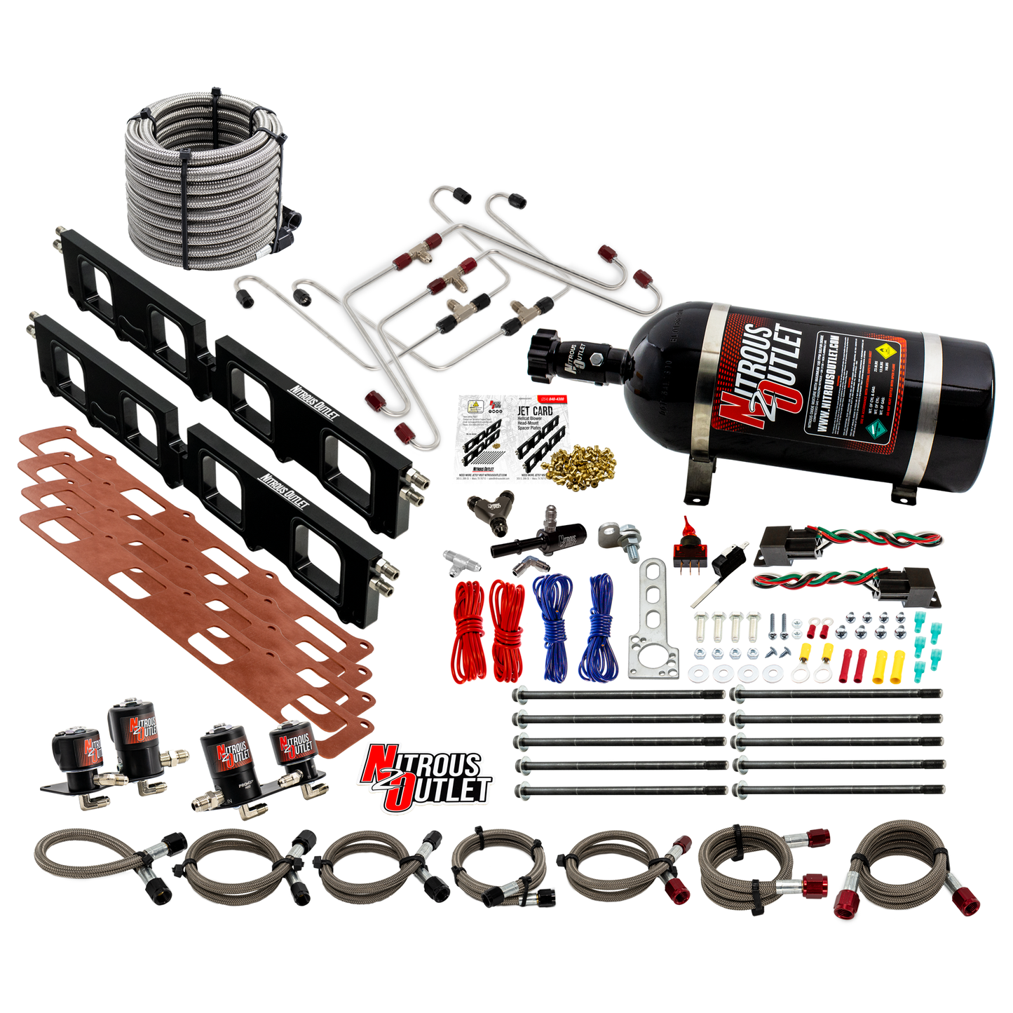 Nitrous Outlet Dodge 2015-2023 6.2L Hemi Hellcat/Challenger/Charger/Red Eye/Demon/2018-2021 Track Hawk Blower Spacer Plate System - Gas/E85 (45-55psi)(130-400HP)