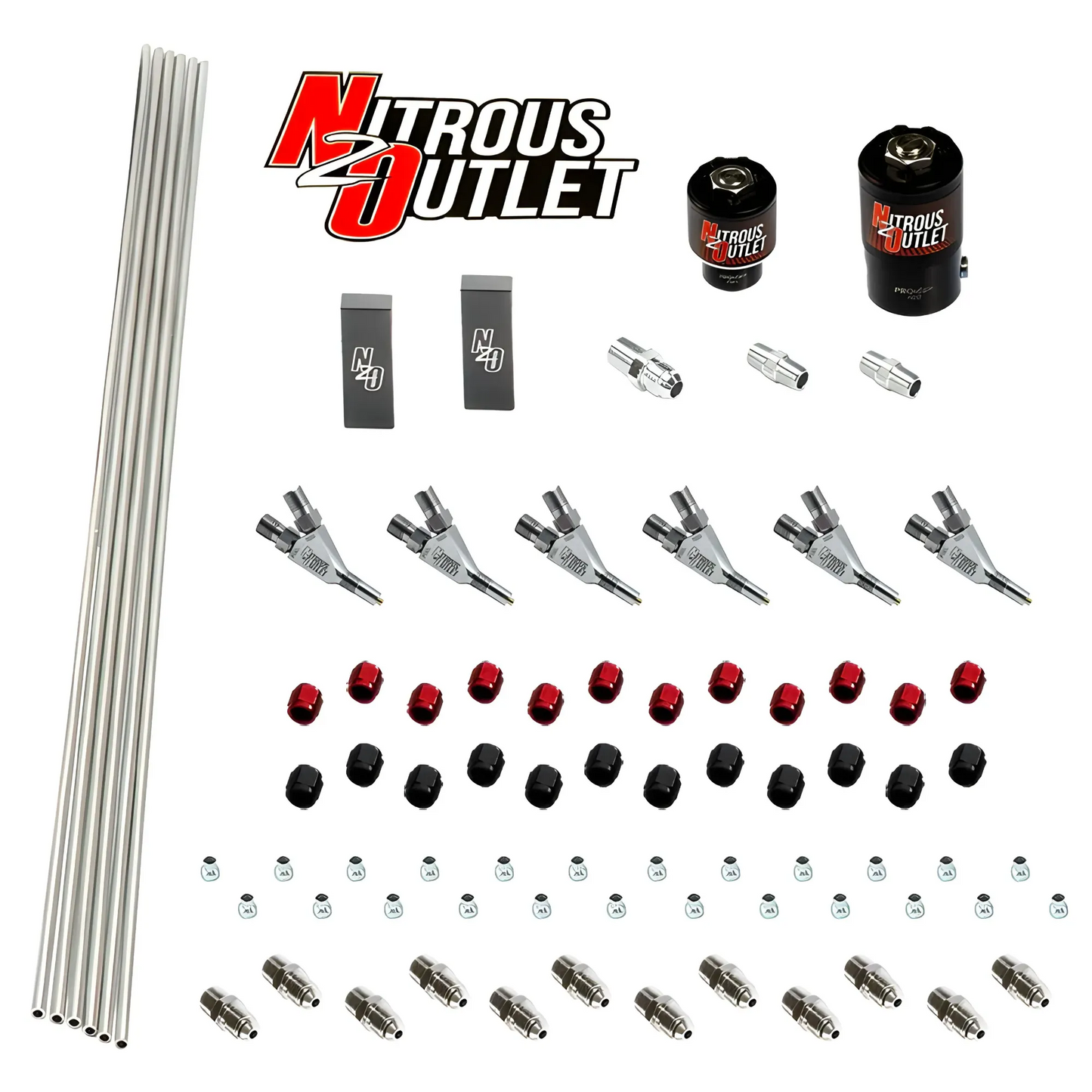 6 Cylinder 2 Solenoids Forward Plumbers Kit With Injection Rail - Straight Blow Through Nozzles