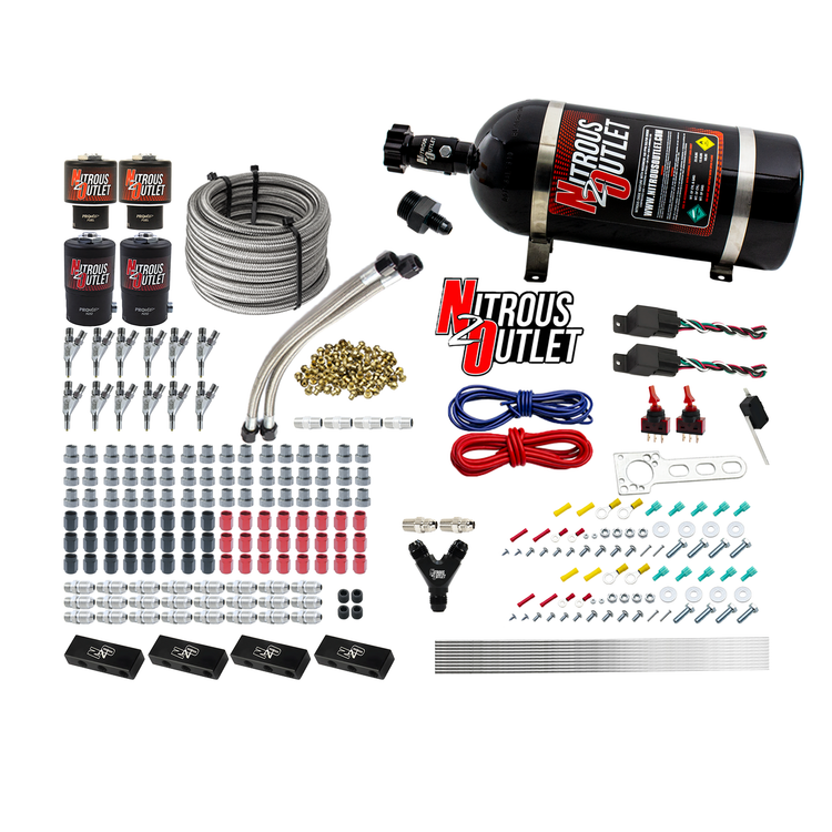 Nitrous Outlet Oxide Systems 00-10399-R-SBT-DS-10 DS 6 Cyl 4 Sol Direct Port Sys w/ Dual Rail Hi PSI(10Lb Bottle)(SBT Noz) thumbnail 2
