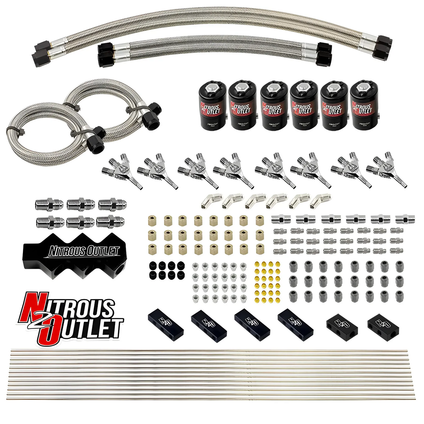 Dry 8 Cylinder Three Stage Direct Port Conversion Kit -  .112" Orifice - Trident Nozzles