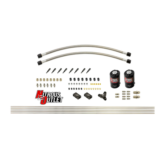 Dry 8 Cylinder 2 Solenoid Forward Direct Port Conversion Kit - .122" Orifice - Straight Blow Through Nozzles