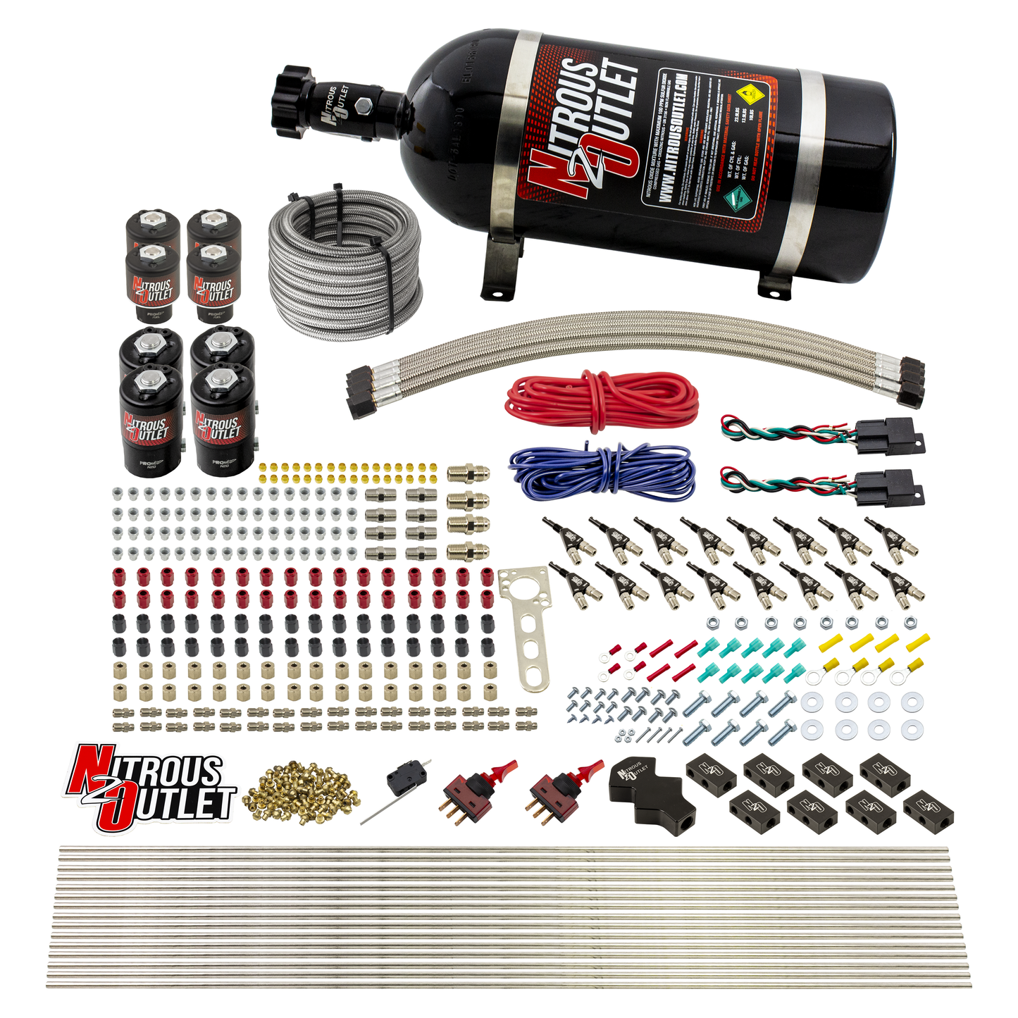 8 Cylinder Dual Stage Direct Port Nitrous System - .122 Nitrous/.177 Fuel Solenoids