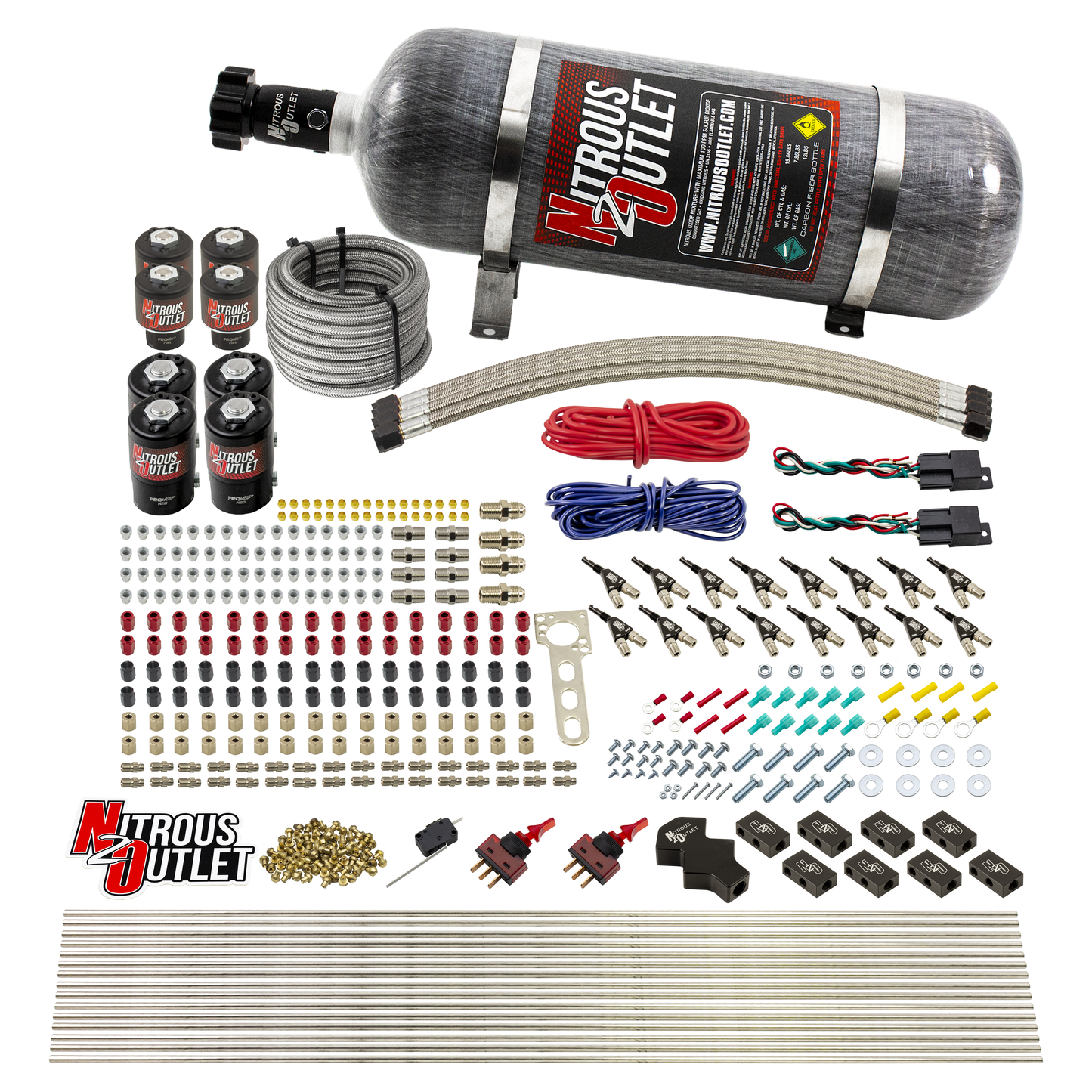 8 Cylinder Dual Stage Direct Port Nitrous System - .122 Nitrous/.177 Fuel Solenoids