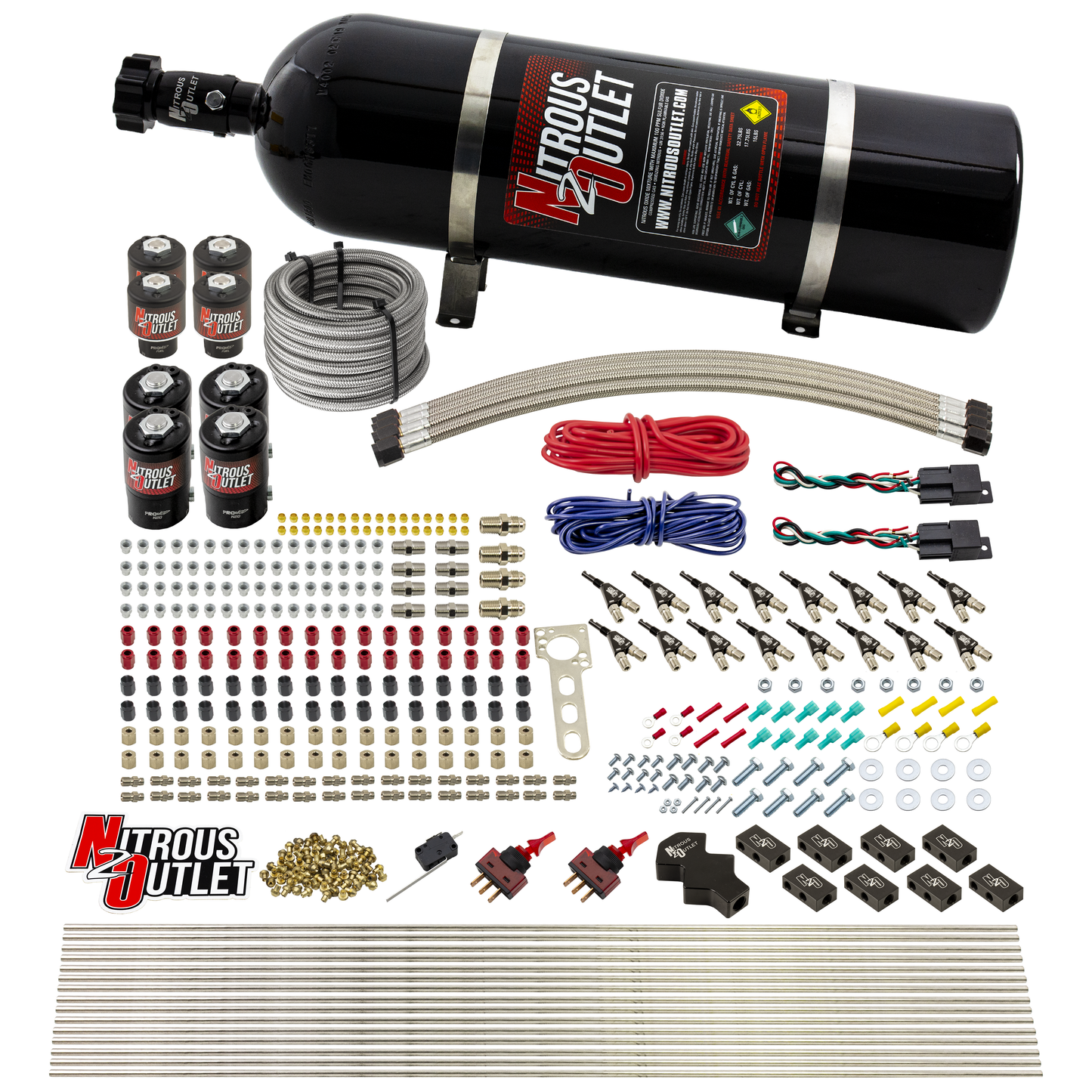 8 Cylinder Dual Stage Direct Port Nitrous System - .122 Nitrous/.177 Fuel Solenoids