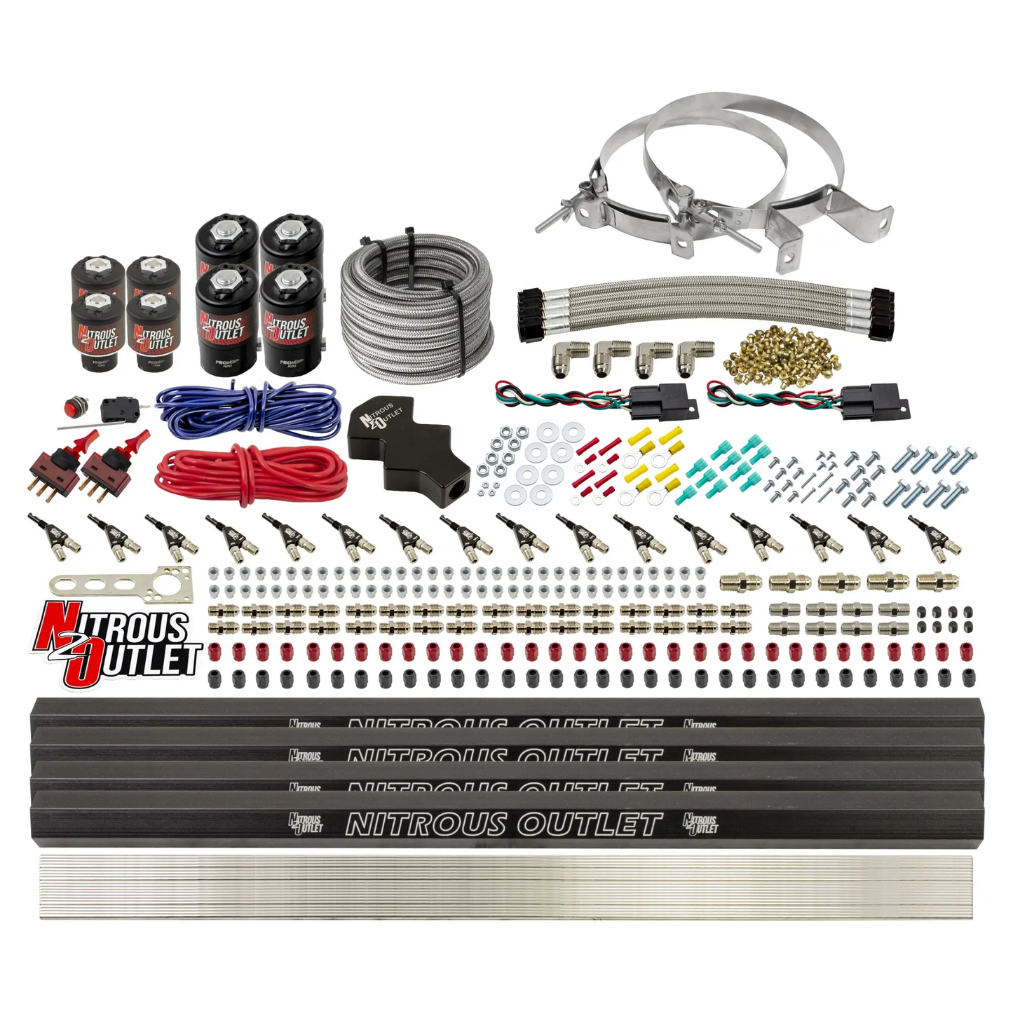 8 Cylinder Dual Stage Direct Port Nitrous System with Injection Rails - E85 - .112 Nitrous/ .177 Fuel