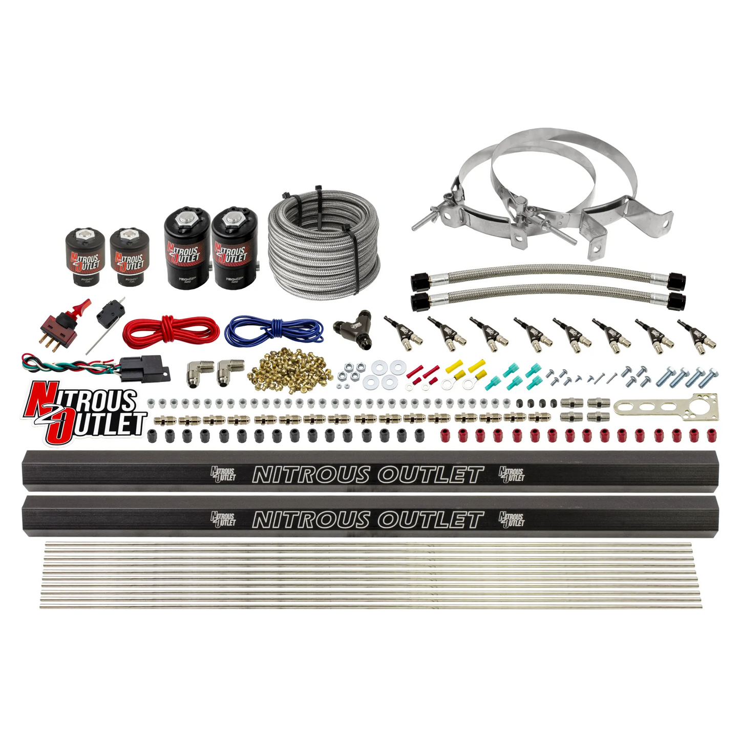 8 Cylinder Single Stage Direct Port Nitrous System with Injection Rails - Gas - .112 Nitrous/.177 Fuel