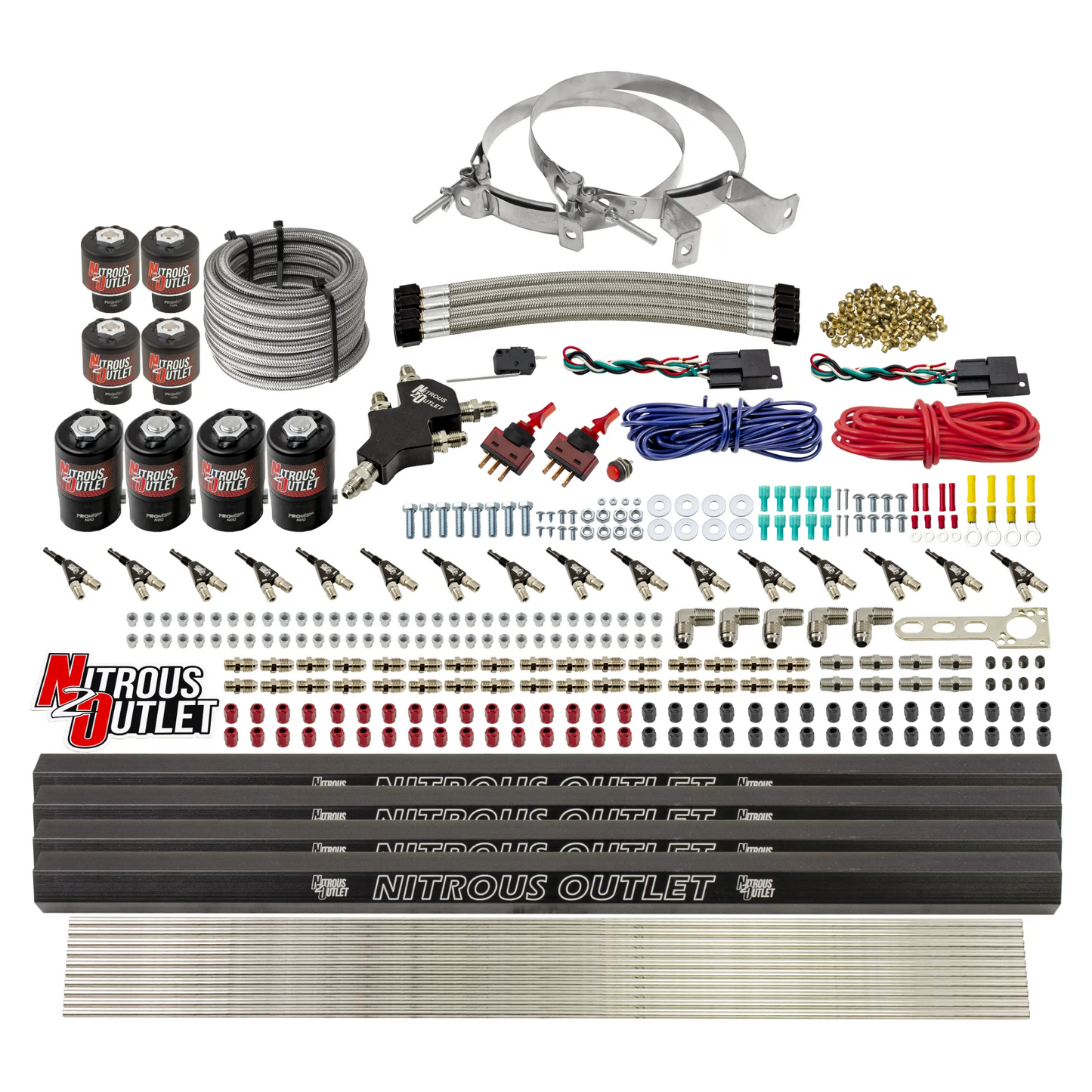8 Cylinder Dual Stage Direct Port Nitrous System with Injection Rails - Gas - .112 Nitrous/ .177 Fuel - 45-55 PSI