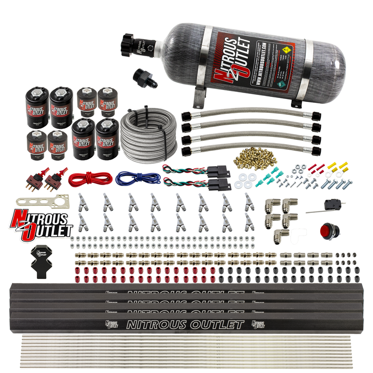 Nitrous Outlet Oxide Systems 00-10475-L-R-SBT-DS-12 DS 8 Cyl 8 Sol Direct Port Sys w/ Quad Rails Hi PSI(12Lb Bottle)(SBT Noz) thumbnail 2
