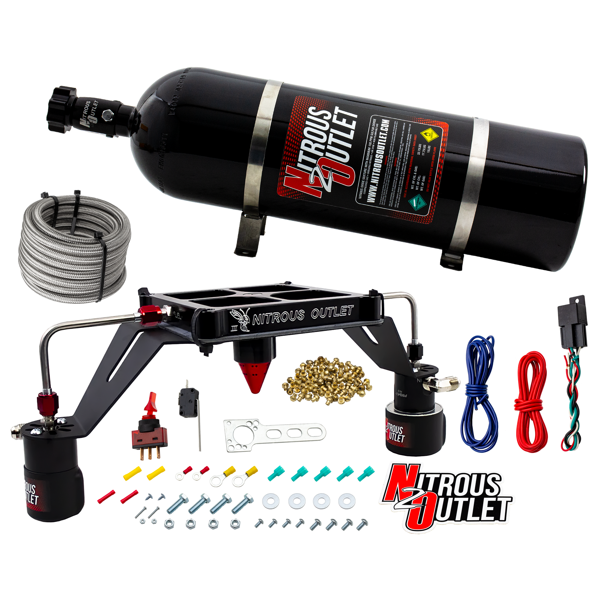 Ｍ Nitrous Oxide EFI Motorcycle Kit 2.5LB Bottle Drag Bike Zx