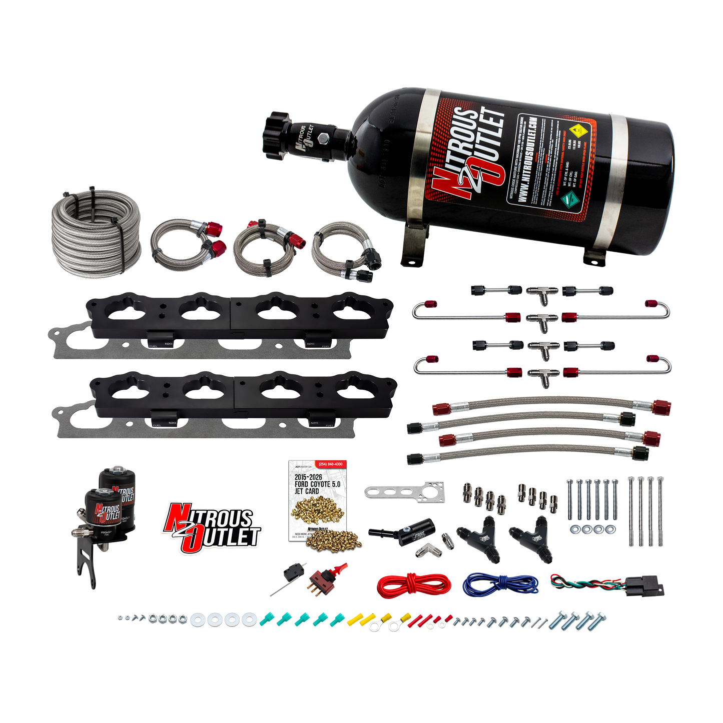 2011-2017 Ford 5.0 Coyote Intake Spacer Plate System - Gas/E85 (45-55psi)(200-450HP) — 10lb Bottle
