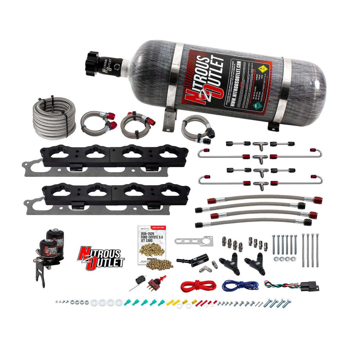 2011-2017 Ford 5.0 Coyote Intake Spacer Plate System - Gas/E85 (45-55psi)(200-450HP) — 12lb Bottle