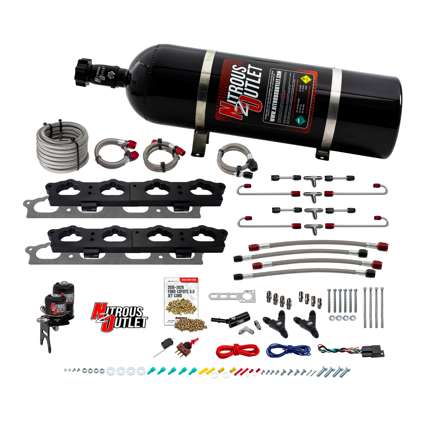 2011-2017 Ford 5.0 Coyote Intake Spacer Plate System - Gas/E85 (45-55psi)(200-450HP) — 15lb Bottle