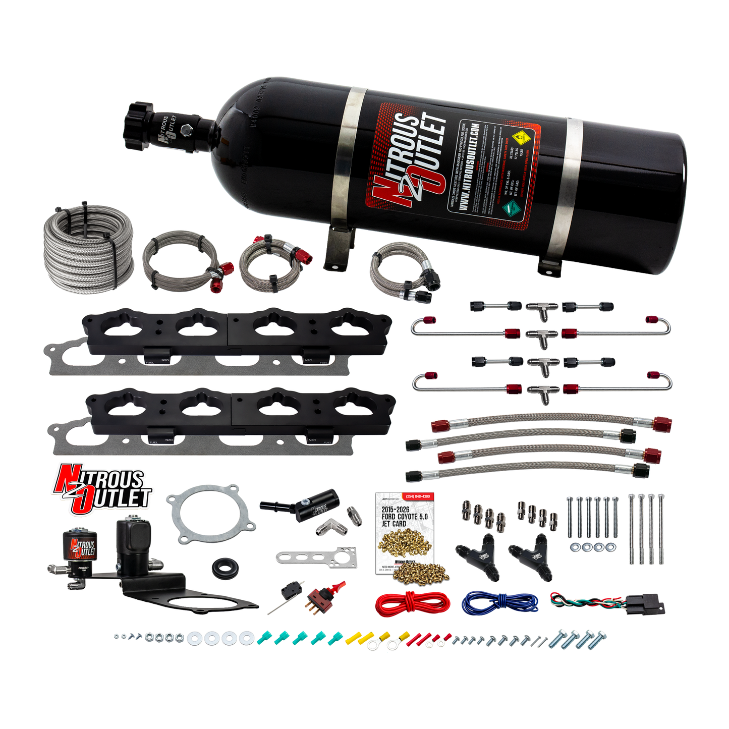 2018-2023 Ford 5.0 Coyote Intake Spacer Plate System - Gas/E85 (45-55psi)(200-450HP) — 15lb Bottle