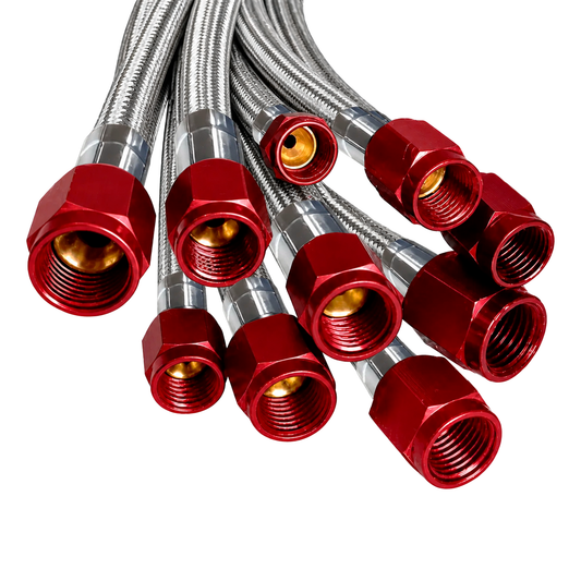 Race Stainless Steel Braided Hose (Red Fitting)