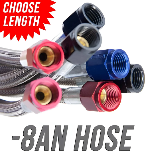 8an Stainless Steel Braided Hose (Red Fitting)