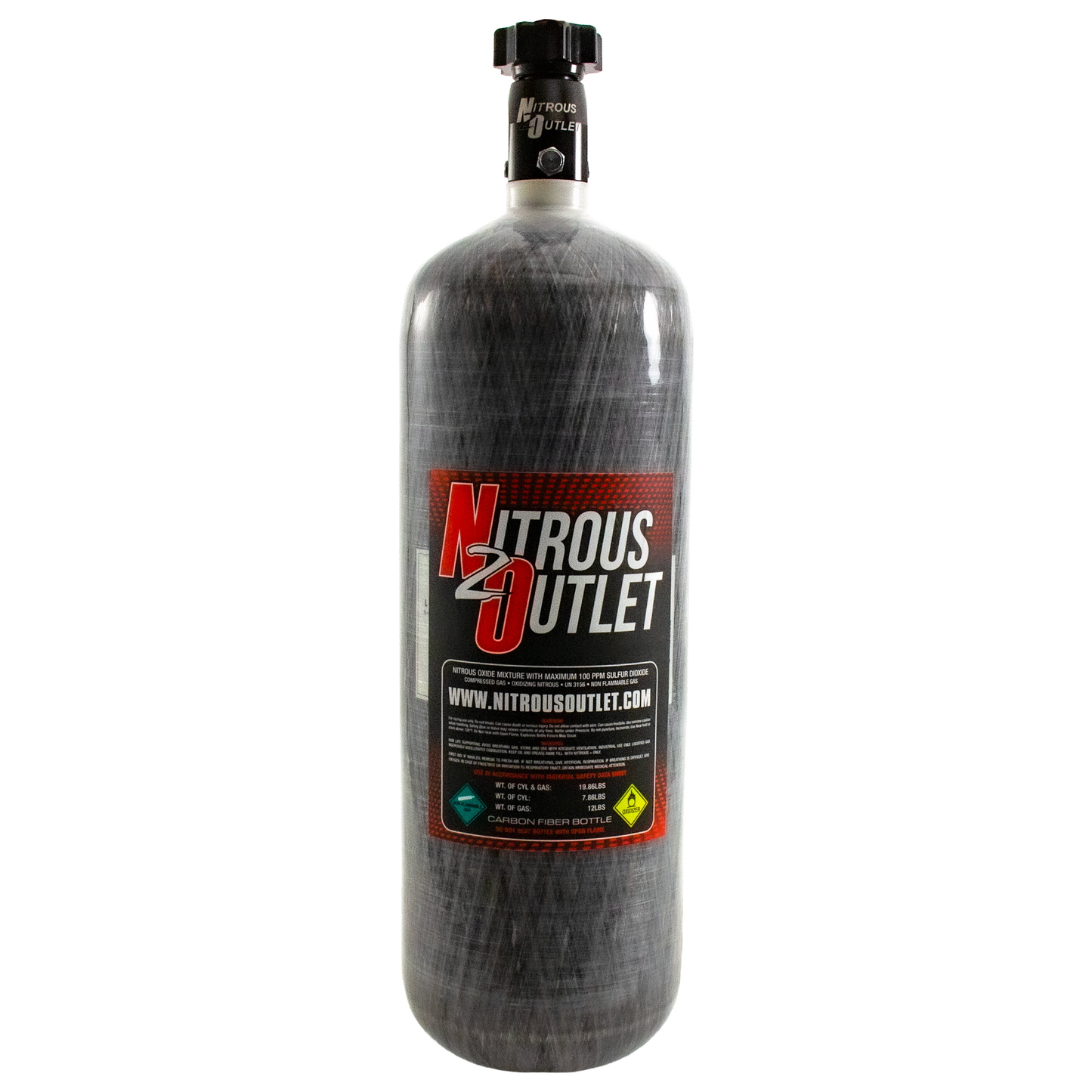 Nitrous Outlet 12lb Composite Nitrous Bottle - .508 ID Billet Valve