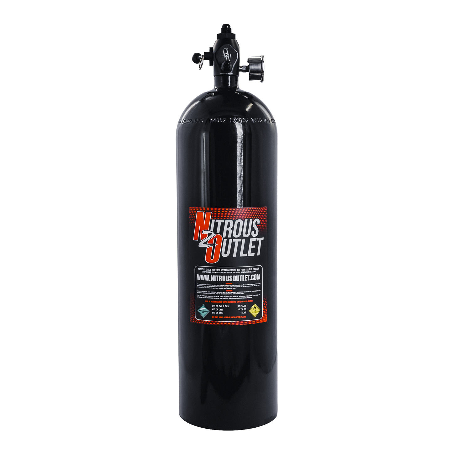 Nitrous Outlet 15lb PowerFlow Max Nitrous Bottle Assembly - .512 ID Ball Valve
